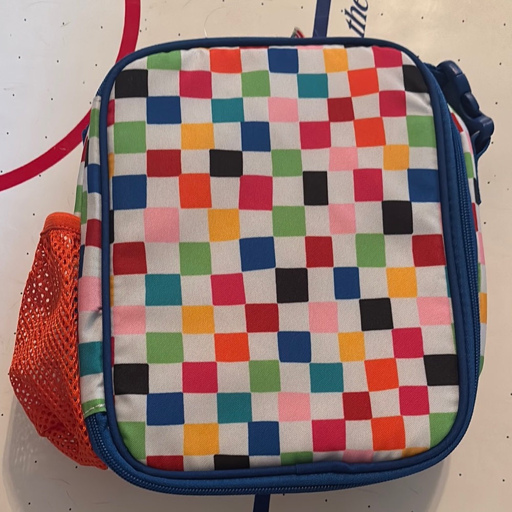 Vibrant Checkered Kids Lunch Bag NWOT